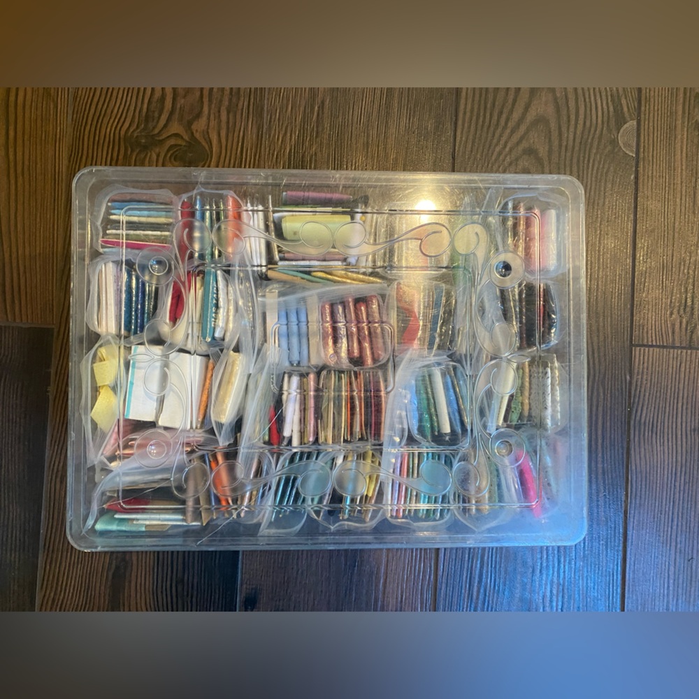 Lot of Seam Binding/ Bias Tape and More with Vintage Container